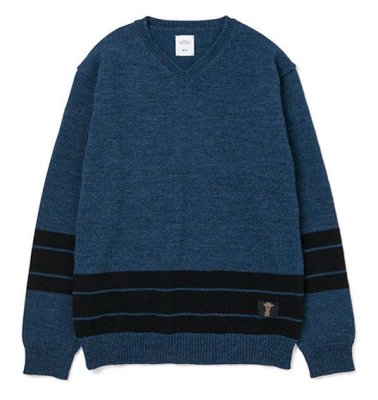 画像1: ☆50%OFF☆ BEDWIN & THE HEARTBREAKERS ＜ベドウィン＞ / V-NECK JACQUARD SWEATER‘MACLISE’（Vネックセーター） / ブラック、ブルー2色展開 (1)