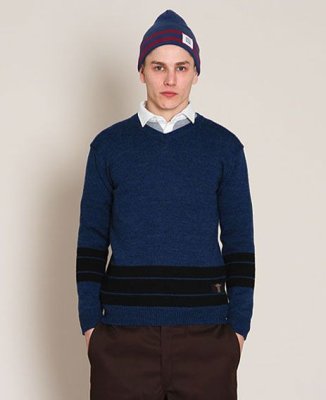 画像5: ☆60%OFF☆ BEDWIN & THE HEARTBREAKERS <ベドウィン> / V-NECK JACQUARD SWEATER‘MACLISE’(Vネックセーター) / ブラック、ブルー2色展開 (5)