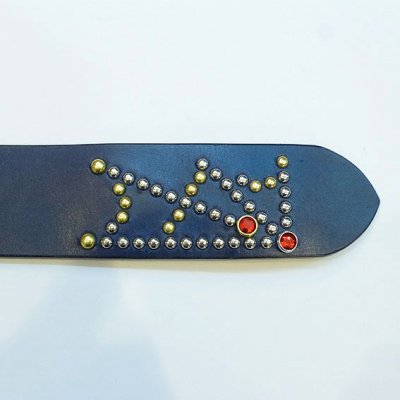 画像3: ANDFAMILY<アンドファミリー>/Leather Belt‘Spider’(レザースタッズベルト)/ネイビー (3)
