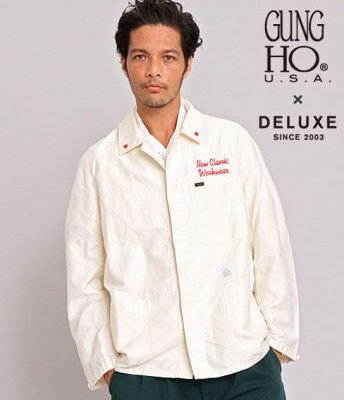 画像4: ☆70%OFF☆ DELUXE ＜デラックス＞ / DELUXE x GUNG HO COVERALL（GUNG HOダブルネームカバーオール） / ホワイト (4)