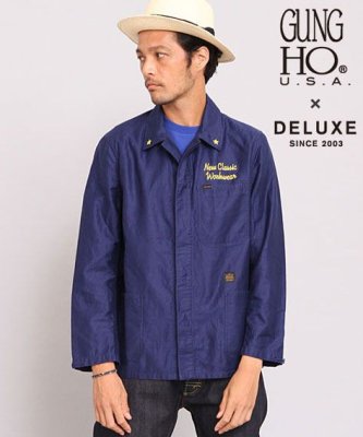 画像2: ☆70%OFF☆ DELUXE ＜デラックス＞ / DELUXE x GUNG HO COVERALL（GUNG HOダブルネームカバーオール） / ネイビー (2)