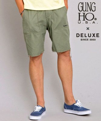 画像4: ☆70%OFF☆ DELUXE ＜デラックス＞ / DELUXE x GUNG HO SHORTS（GUNG HOダブルネームショートパンツ） / オリーブ (4)
