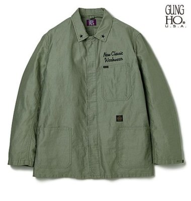 画像1: ☆60%OFF☆ DELUXE ＜デラックス＞ / DELUXE x GUNG HO COVERALL（GUNG HOダブルネームカバーオール） / オリーブ (1)