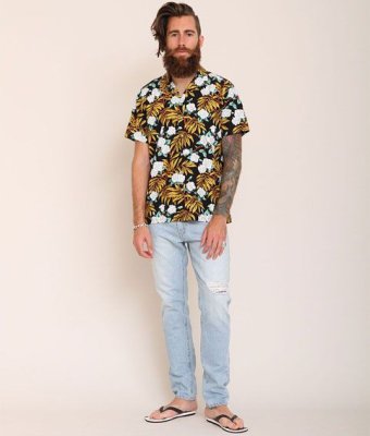 画像7: ☆60%OFF☆ BEDWIN & THE HEARTBREAKERS <ベドウィン> / S/S OG ALOHA OPEN COLLAR SHIRT FD ‘ROGERS’(アロハシャツ) / ブルー、ブラック 2色展開 (7)