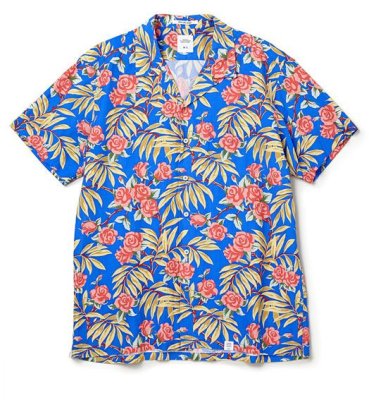 画像2: ☆60%OFF☆ BEDWIN & THE HEARTBREAKERS <ベドウィン> / S/S OG ALOHA OPEN COLLAR SHIRT FD ‘ROGERS’(アロハシャツ) / ブルー、ブラック 2色展開 (2)