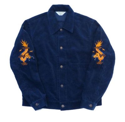 画像1: ANDFAMILY＜アンドファミリー＞/Summer Corduroy Jacket‘龍’（コーデュロイジャケット）/ネイビー (1)