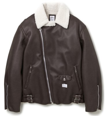 画像1: ☆50%OFF☆ BEDWIN & THE HEARTBREAKERS＜ベドウィン＞/DOUBLE RIDERS JACKET FAKE MOUTON ‘BARGER’（フェイクムートンライダースジャケット）/ブラウン (1)