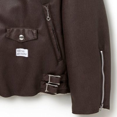 画像3: ☆60%OFF☆ BEDWIN & THE HEARTBREAKERS＜ベドウィン＞/DOUBLE RIDERS JACKET FAKE MOUTON ‘BARGER’（フェイクムートンライダースジャケット）/ブラウン (3)