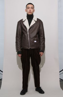 画像4: ☆60%OFF☆ BEDWIN & THE HEARTBREAKERS＜ベドウィン＞/DOUBLE RIDERS JACKET FAKE MOUTON ‘BARGER’（フェイクムートンライダースジャケット）/ブラウン (4)