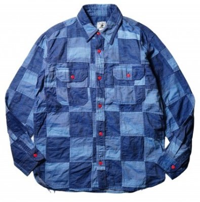 ANDFAMILY / Indigo Crash Patchwork Shirts