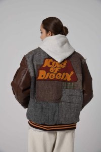 画像2: RECOGNIZE ＜レコグナイズ＞ / "KING OF DIGGIN PATCHWORK" STADIUM JACKET（BOW WOW ダブルネーム スタジャン） / ハリスツイード