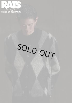 RATS / ARGYLE MOHAIR KNIT CARDIGAN