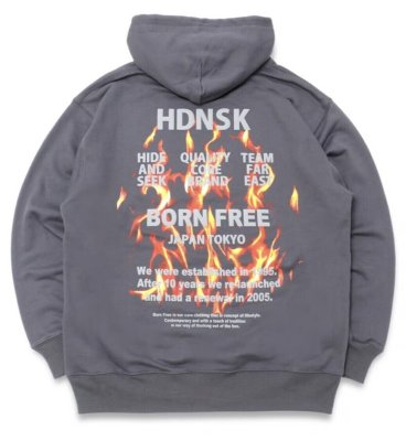 HIDE AND SEEK / Flame Hooded Sweat Shirt