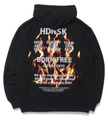 HIDE AND SEEK / Flame Hooded Sweat Shirt