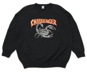 CHALLENGER BRIGADE ブラック スウェット XL ウルフ CHALLENGER/チャレンジャー BRIGADE SWEAT クルーネックスウェット