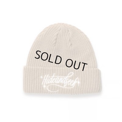 HIDE AND SEEK / Cursive Logo Knit CAP