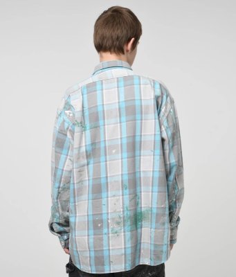BOW WOW / PAINTER'S PAINT STAINED FLANNEL SHIRT
