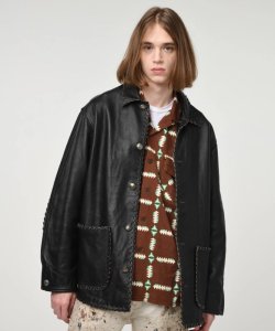 BRAIDED LEATHER COVERALL レザージャケット-バウワウ 通販 BOW WOW