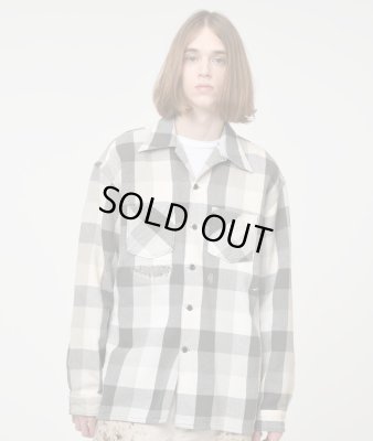 BOW WOW / DAMAGED AND STAINED FLANNEL SHIRT