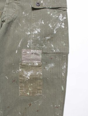 BOW WOW / PAINT STAINED USMC P-44 HBT TROUSERS