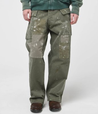BOW WOW / PAINT STAINED USMC P-44 HBT TROUSERS