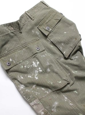 BOW WOW / PAINT STAINED USMC P-44 HBT TROUSERS