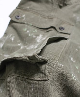 BOW WOW / PAINT STAINED USMC P-44 HBT TROUSERS