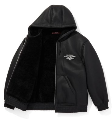 HIDE AND SEEK / PU Leather Boa Hooded Jacket