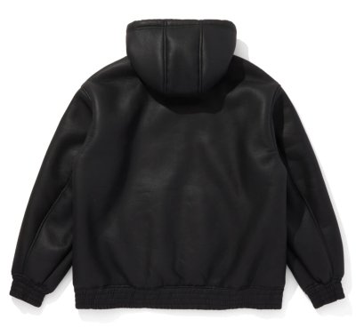 HIDE AND SEEK / PU Leather Boa Hooded Jacket