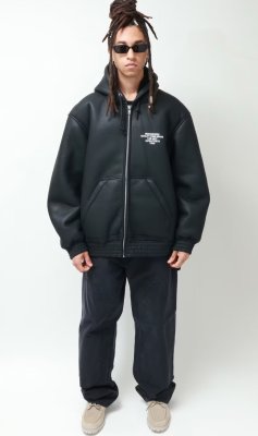 HIDE AND SEEK / PU Leather Boa Hooded Jacket