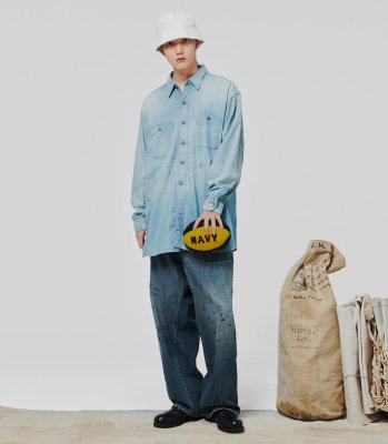 BOW WOW / SKETCH ZOMBOO USN CHAMBRAY SHIRT AGED