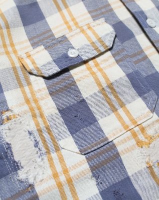 BOW WOW / UNIQUE POCKET CHECKED FLANNEL SHIRT AGED