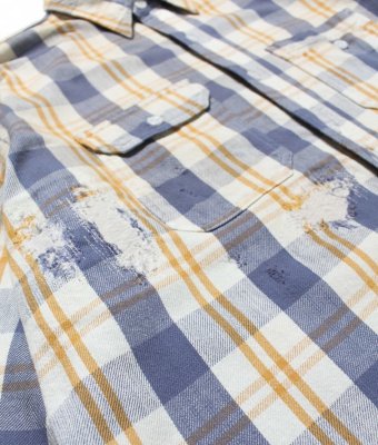 BOW WOW / UNIQUE POCKET CHECKED FLANNEL SHIRT AGED