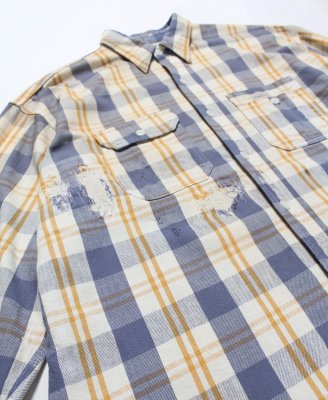 BOW WOW / UNIQUE POCKET CHECKED FLANNEL SHIRT AGED