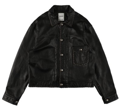 BOW WOW / LACE-UP LEATHER TRUCKER JACKET