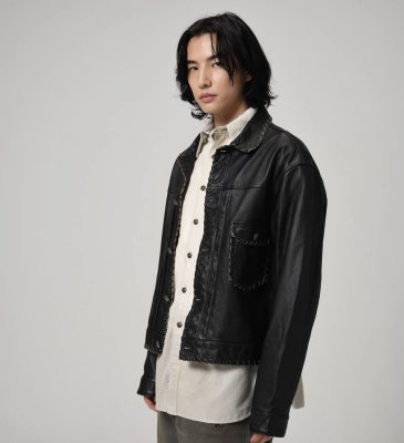 BOW WOW / LACE-UP LEATHER TRUCKER JACKET