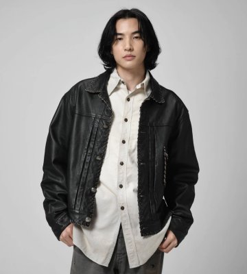 BOW WOW / LACE-UP LEATHER TRUCKER JACKET