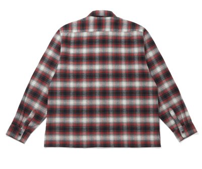 画像2: HIDE AND SEEK ＜ハイドアンドシーク＞ / Check L/S Shirt(26aw)（オープンカラーシャツ） / レッド (2)