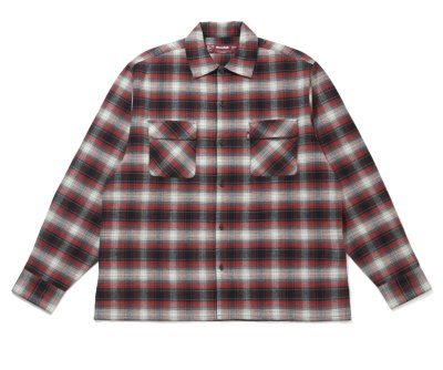 画像1: HIDE AND SEEK ＜ハイドアンドシーク＞ / Check L/S Shirt(26aw)（オープンカラーシャツ） / レッド (1)