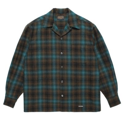 WACKO MARIA / PENDLETON / WOOL OMBRE CHECK OPEN COLLAR SHIRT