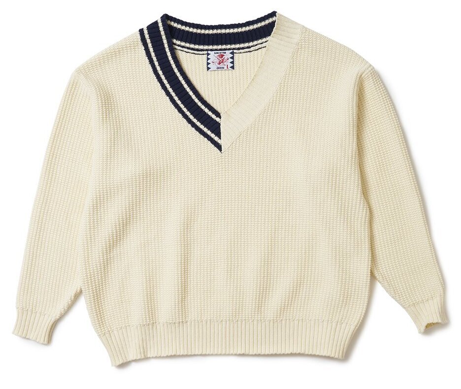 Asymmetry V Knit コットンVネックニット-サノバチーズ 通販 SON OF ...