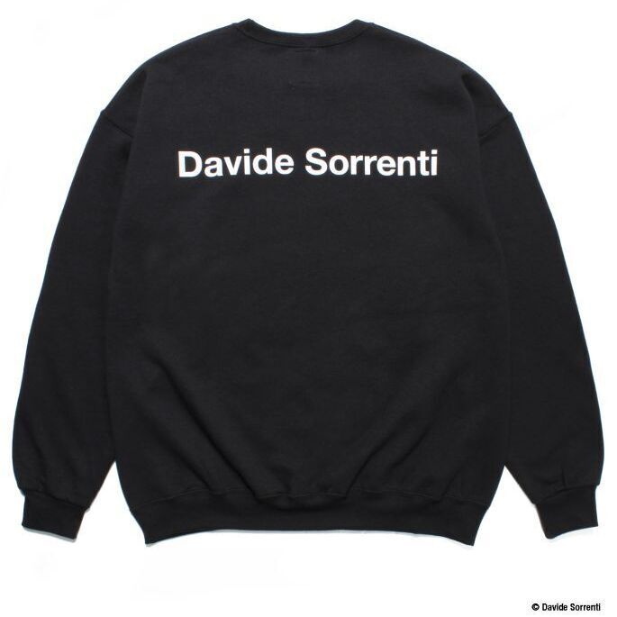 WACKO MARIA ワコマリア 23AW DAVIDE SORRENTI / CREW NECK SWEAT SHIRT ( TYPE-1 ) ダヴィデソレンティ スウェットトレーナー ブラック DAVIDESORRENTI-WM-SS06