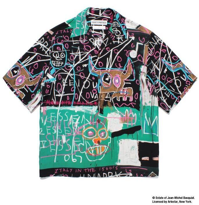 WACKO MARIA ワコマリア 23SS×JEAN-MICHEL BASQUIAT S/S HAWAIIAN SHIRT バスキア ハワイアン 開襟 アロハシャツ ホワイト